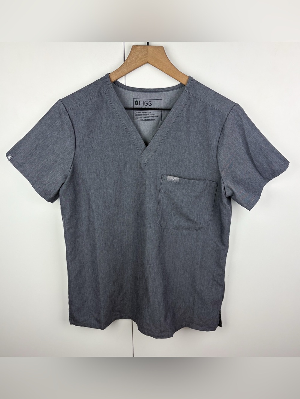 Figs Catarina One Pocket Scrub Top Graphite Gray Grey Womens Small Medical Nurse